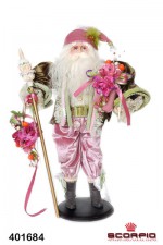 Дед Мороз с посохом и цветами декоративный