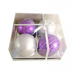 Набор елочных шаров, цвет серебряный и пурпурный