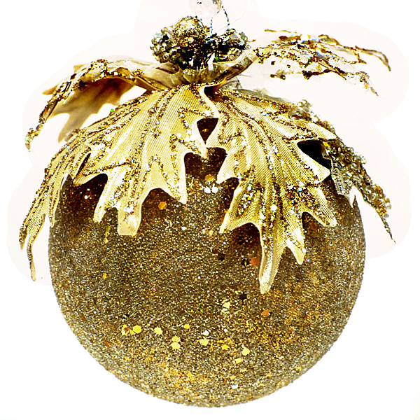 Новогодний шар с украшением, 11.25см, золотисто-платиновый