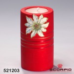 Подсвечник с цветком керамический, красно-белый